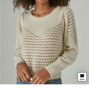 NWT - Lucky Brand Texture Dot Crew Sweater